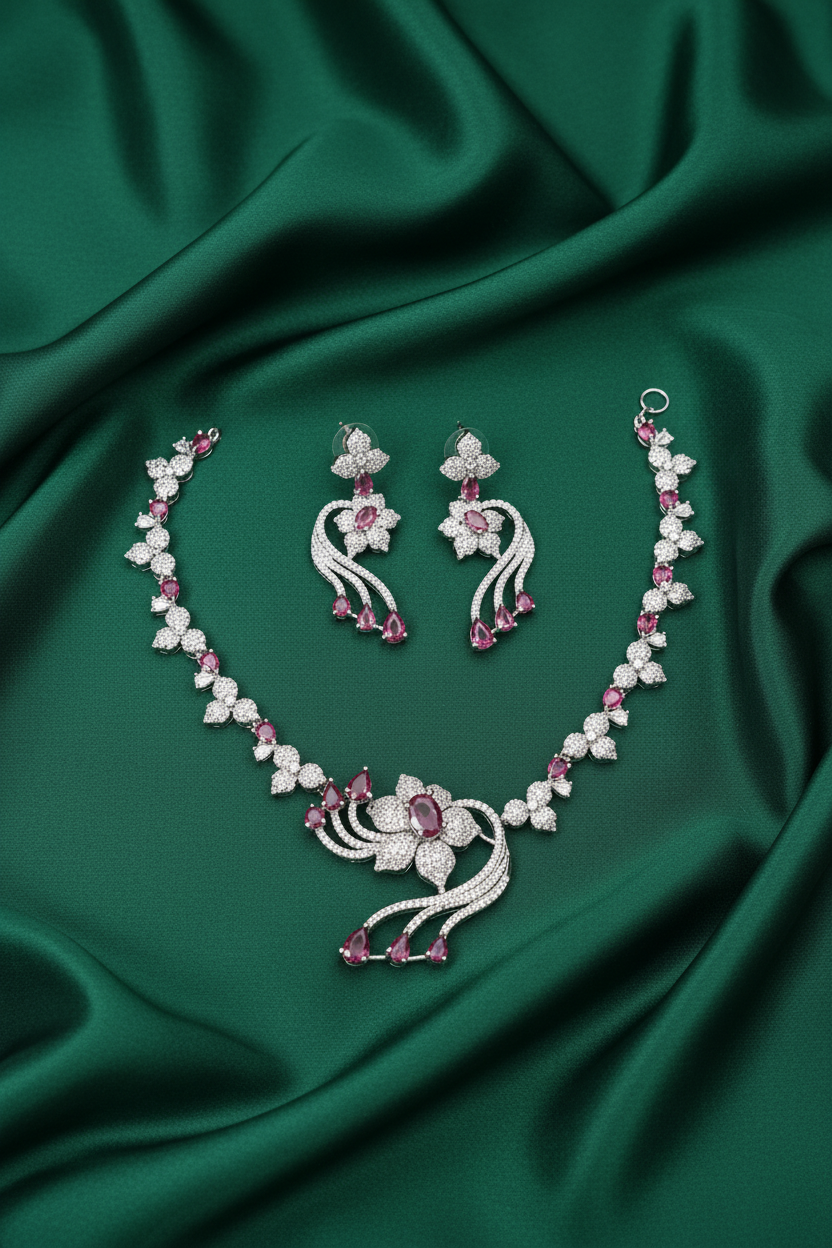 Ruby Bloom Necklace Set