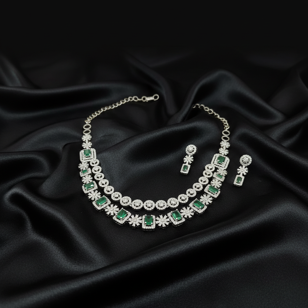 Emerald Bloom Necklace Set